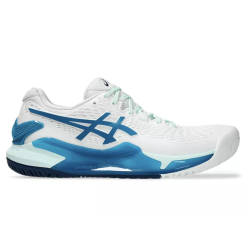 CHAUSSURES DE TENNIS ASICS FEMME GEL RESOLUTION 9 WHITE/TEAL BLUE