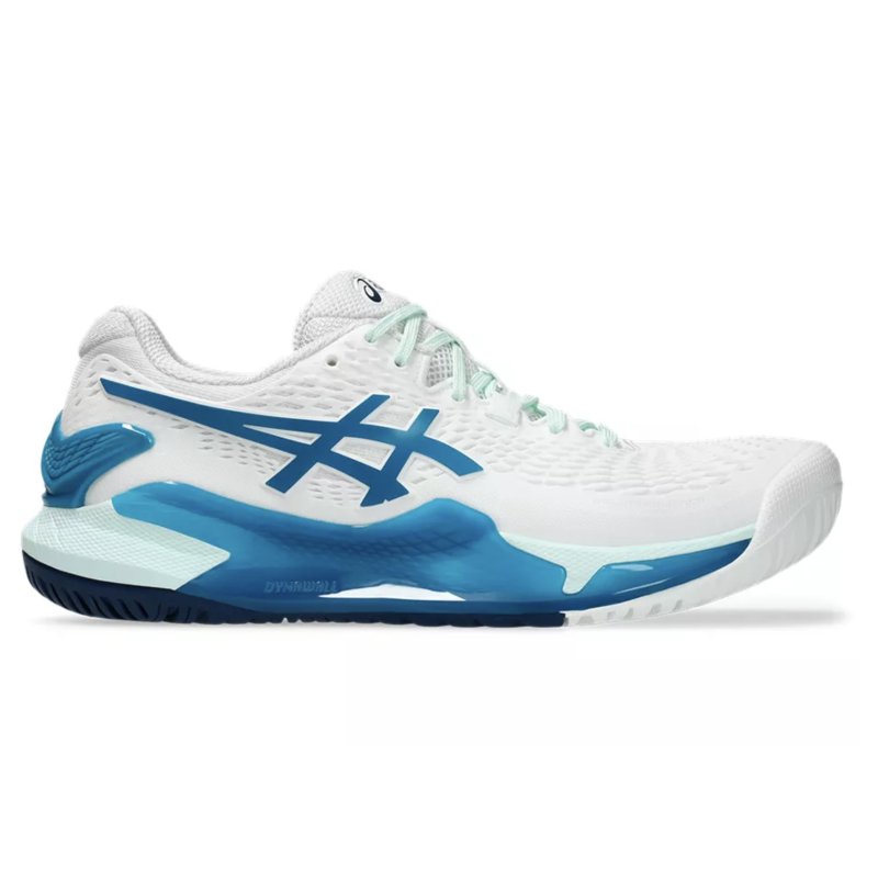 CHAUSSURES DE TENNIS ASICS FEMME GEL RESOLUTION 9 WHITE/TEAL BLUE