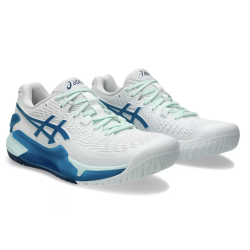 CHAUSSURES DE TENNIS ASICS FEMME GEL RESOLUTION 9 WHITE/TEAL BLUE