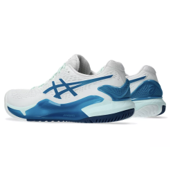 CHAUSSURES DE TENNIS ASICS FEMME GEL RESOLUTION 9 WHITE/TEAL BLUE